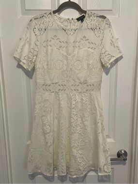 Topshop Off-white Lace Mini Dress